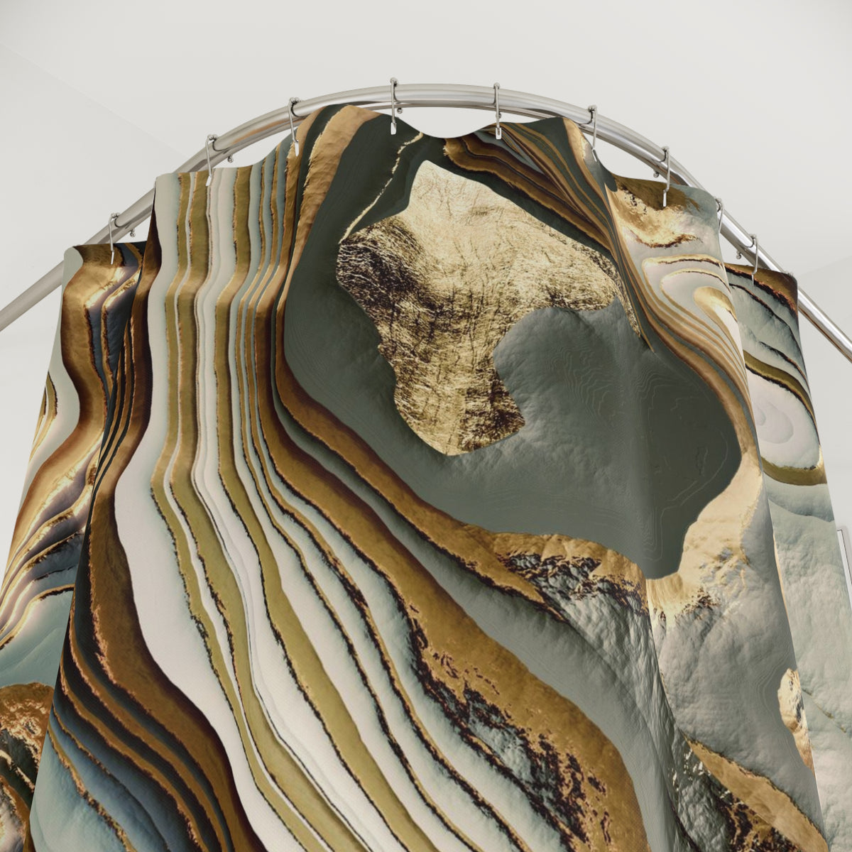 White Gold Agate Abstract - Shower Curtain