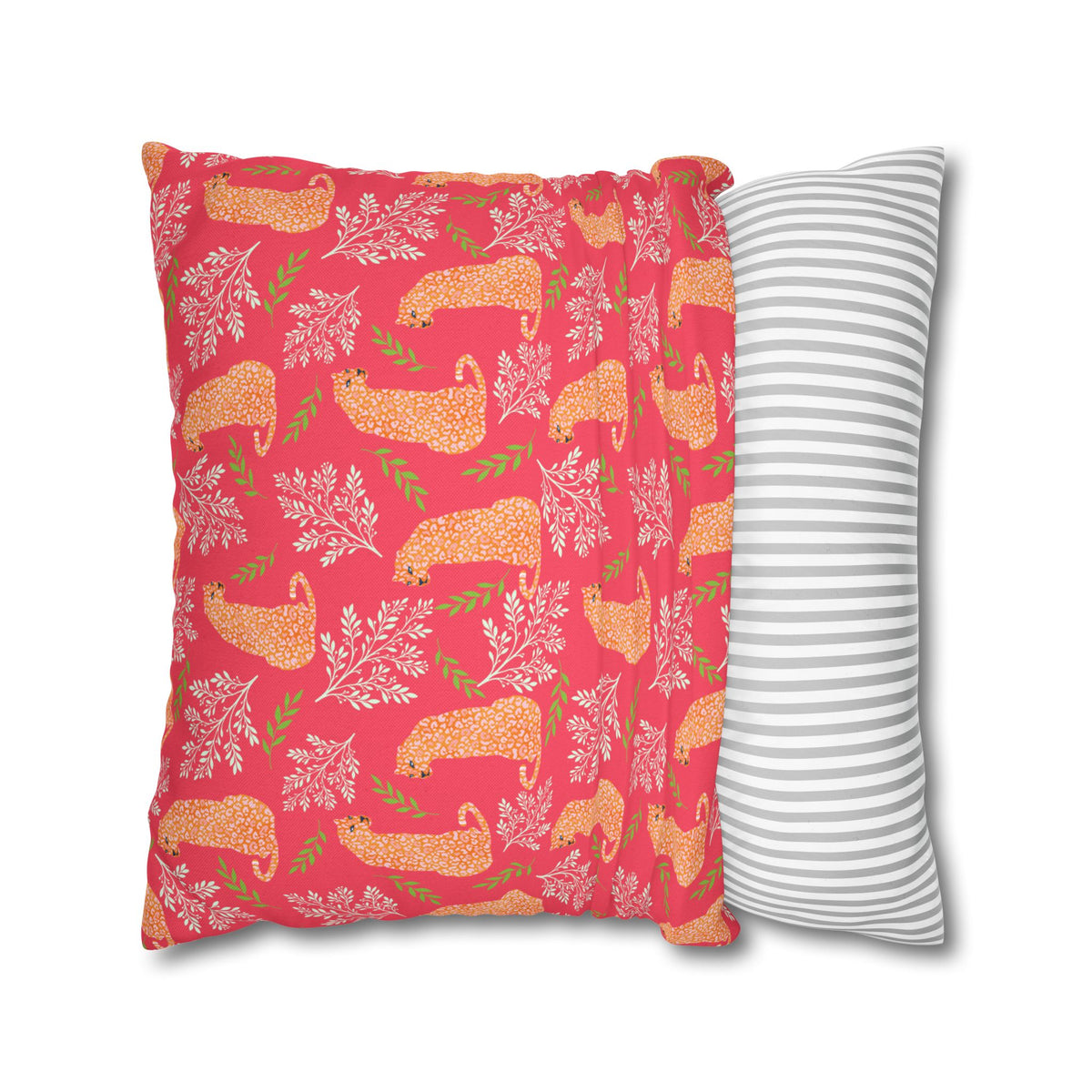 Botanical Leopard with Pink - Decorative Pillow Cover
