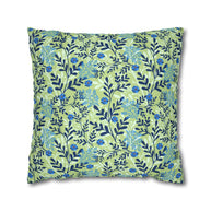 Botanical Floral Blue and Green - Decorative Pillow Cover