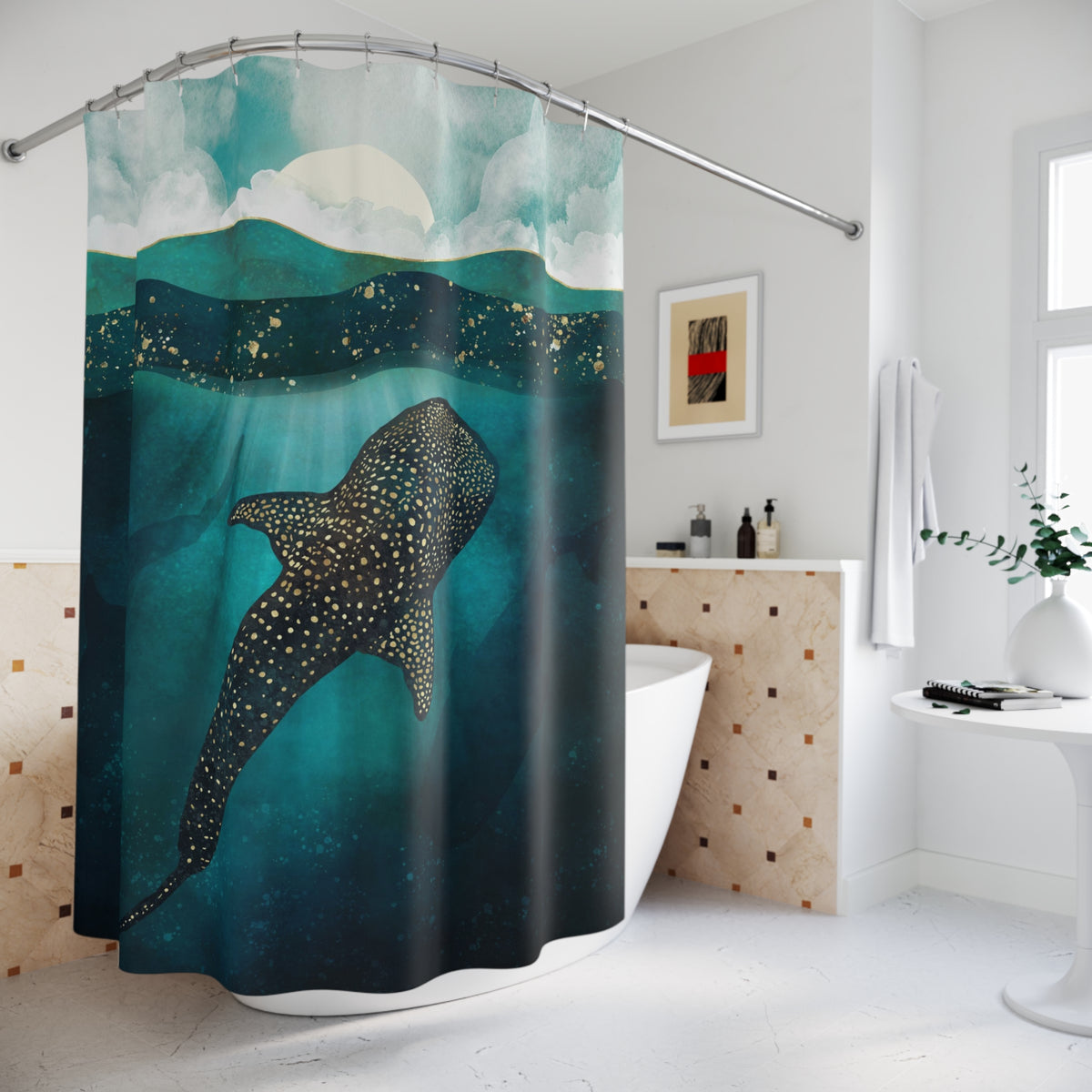 Metallic Whale Shark - Shower Curtain