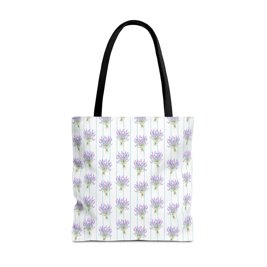 Lavender Bouquet with Light Blue Stripes - Tote Bag