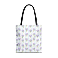 Lavender Bouquet with Light Blue Stripes - Tote Bag