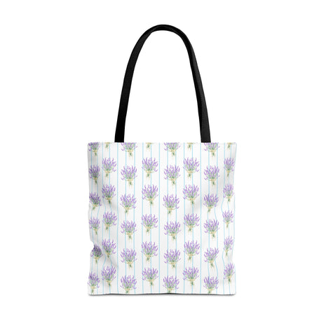 Lavender Bouquet with Light Blue Stripes - Tote Bag