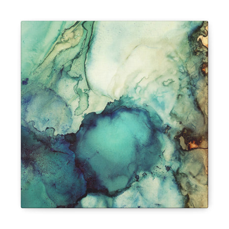 Teal Abstract Matte Canvas, Stretched, No Frame