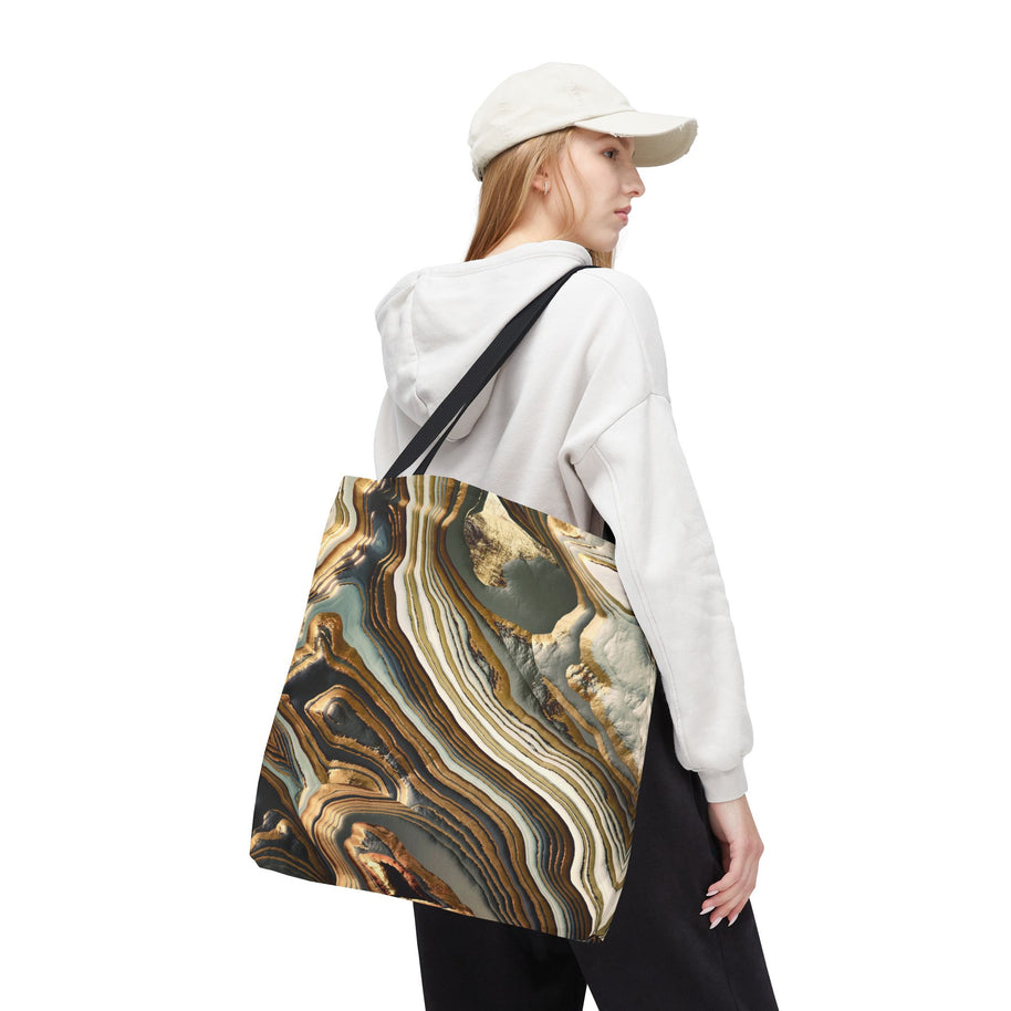 White Gold Agate Abstract - Tote Bag