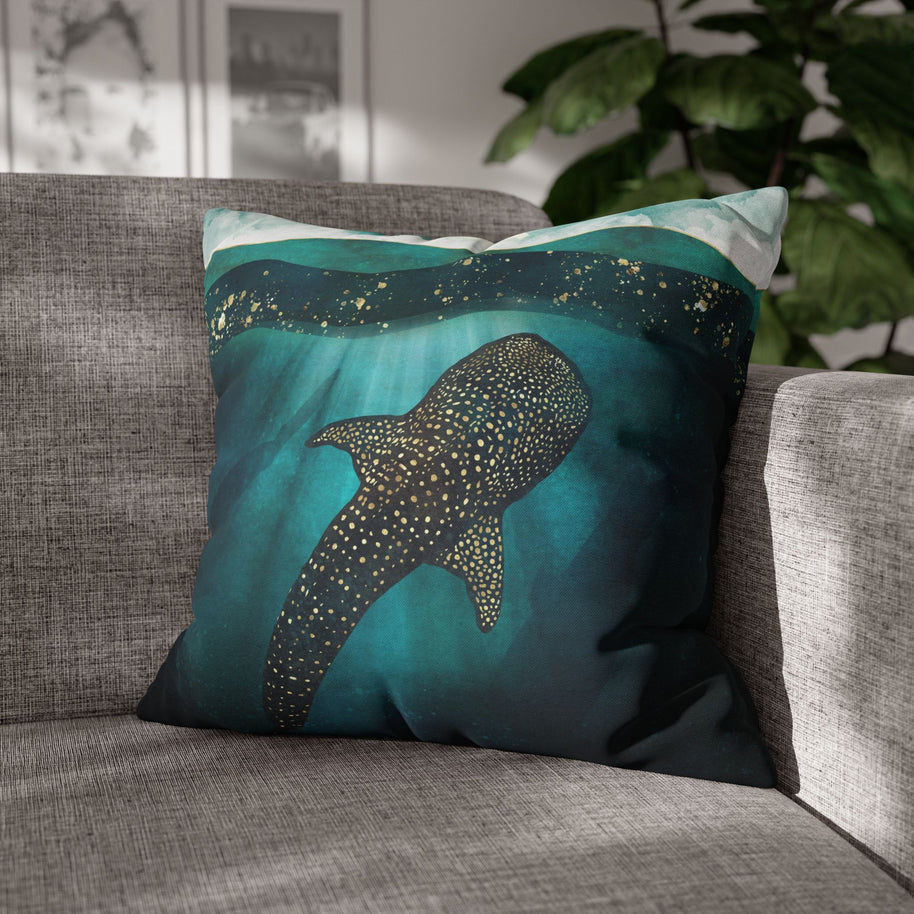 Metallic Whale Shark - Decorative Pillow Cover