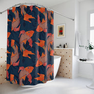 Koi Navy and Orange - Shower Curtain