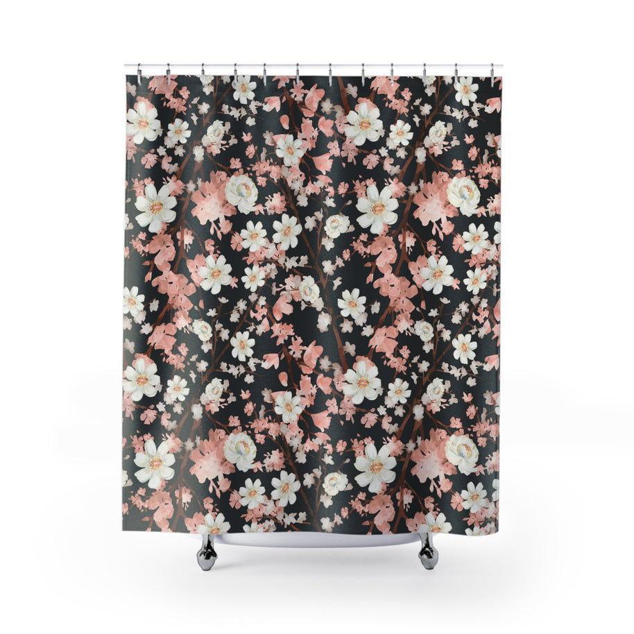 Botanical Blossoms with Charcoal - Shower Curtain