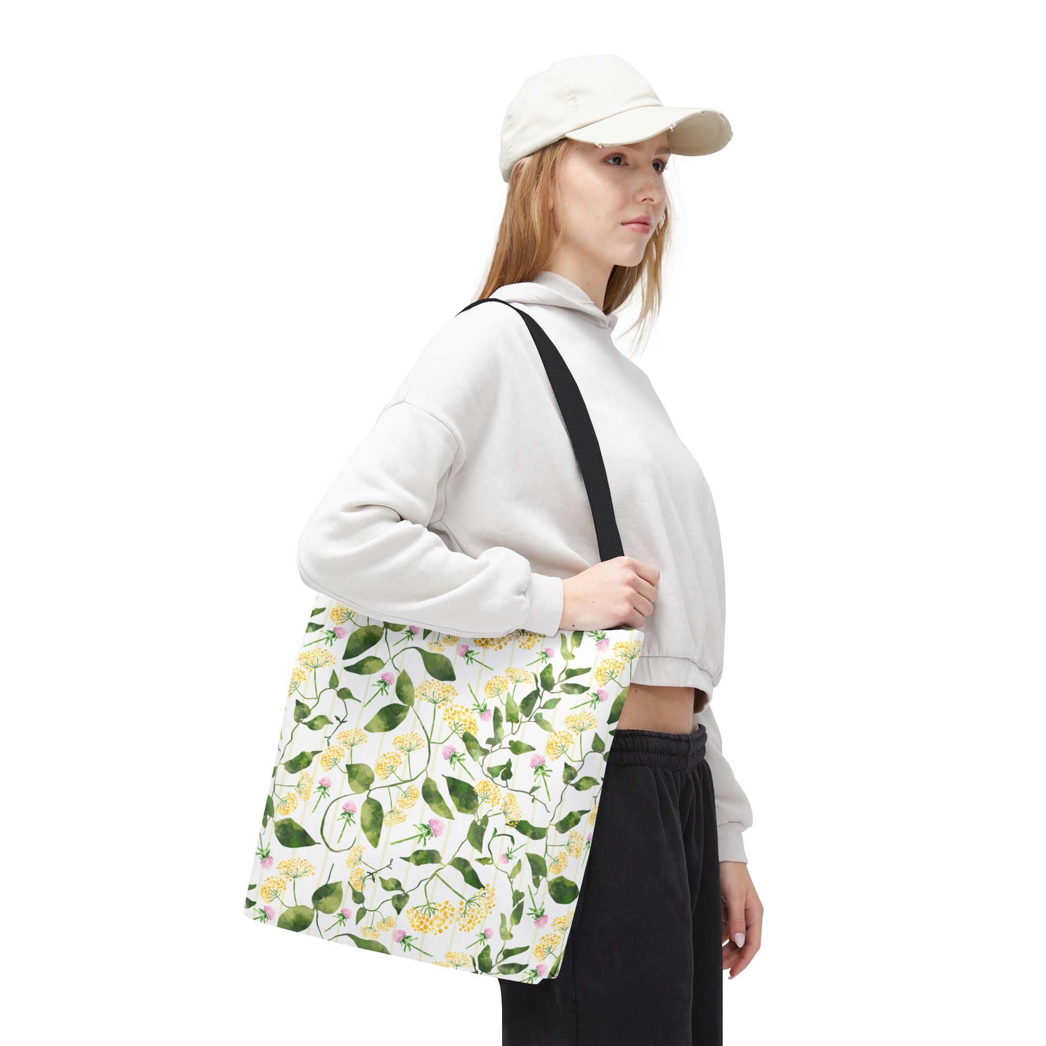 Wild Flowers with Subtle Stripes - Tote Bag