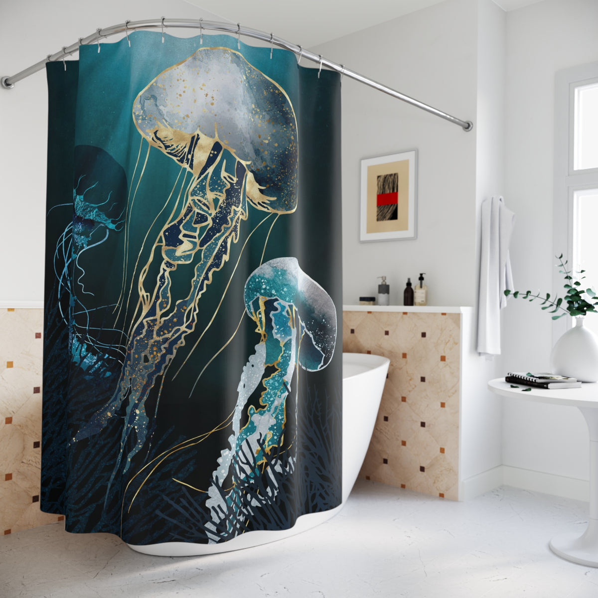 Metallic Jellyfish V - Shower Curtain