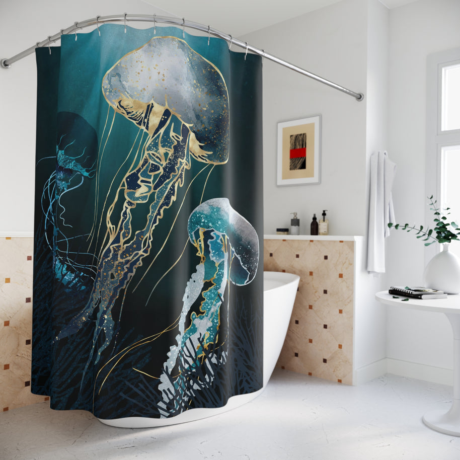 Metallic Jellyfish V - Shower Curtain