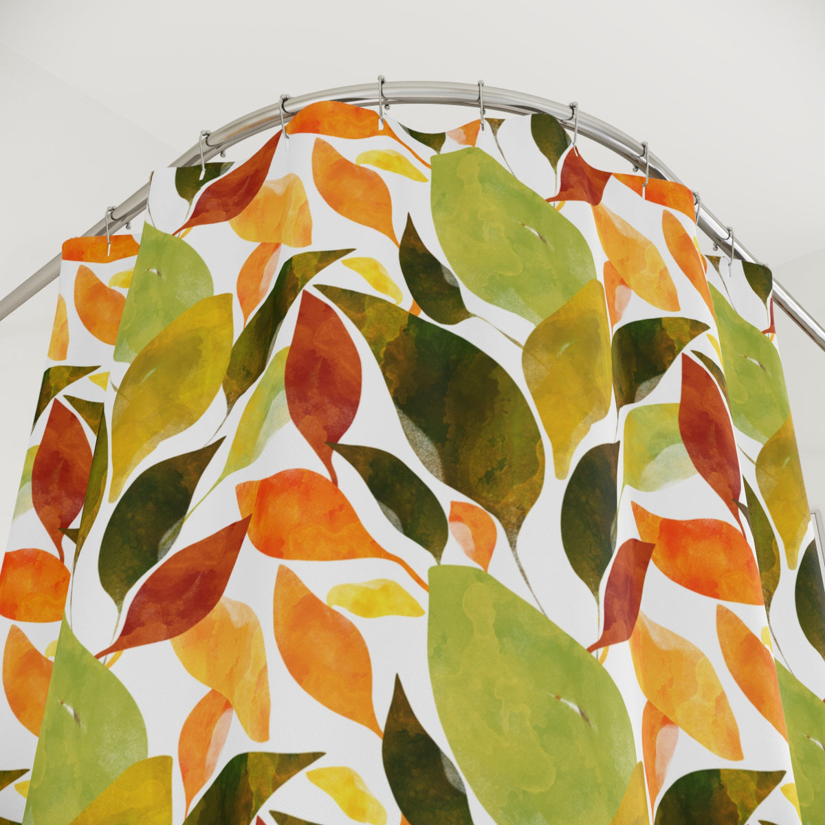 Autumn Leaves Botanical with White - Shower Curtain