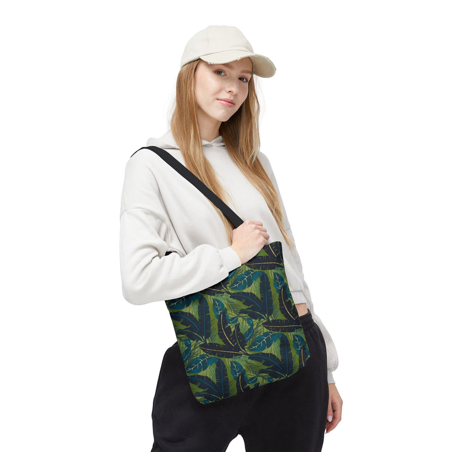 Botanical Navy Teal and Green Tropical Motif - Tote Bag