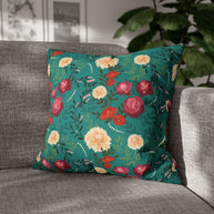 Vibrant Floral with Teal - Decorative Pillow Cover