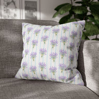 Lavender Bouquet with Light Blue Stripes - Decorative Pillow Cover