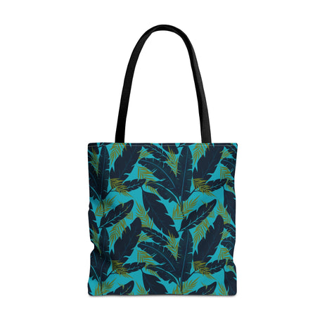Botanical Navy Blue and Green Tropical Motif - Tote Bag