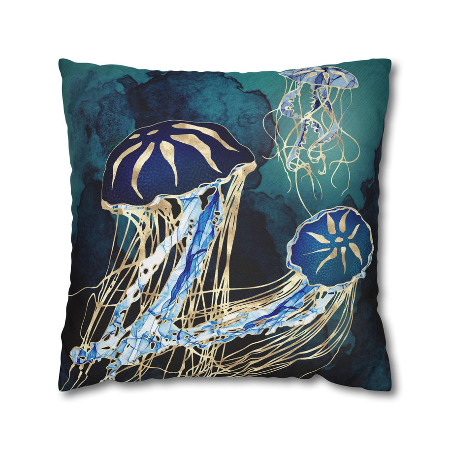 Metallic Jellyfish III - Decorative Pillow Cover