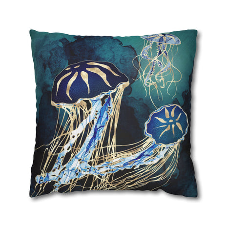 Metallic Jellyfish III - Decorative Pillow Cover