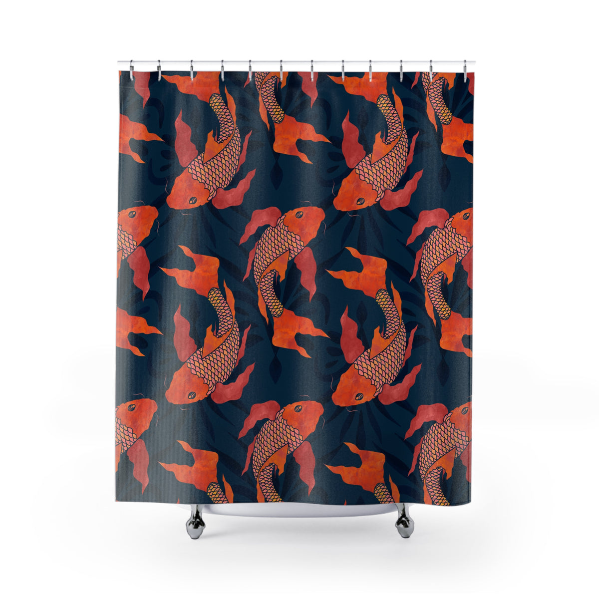 Koi Navy and Orange - Shower Curtain