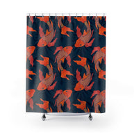 Koi Navy and Orange - Shower Curtain