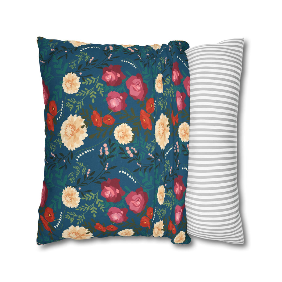 Vibrant Floral with Blue - Decorative Pillow Cover