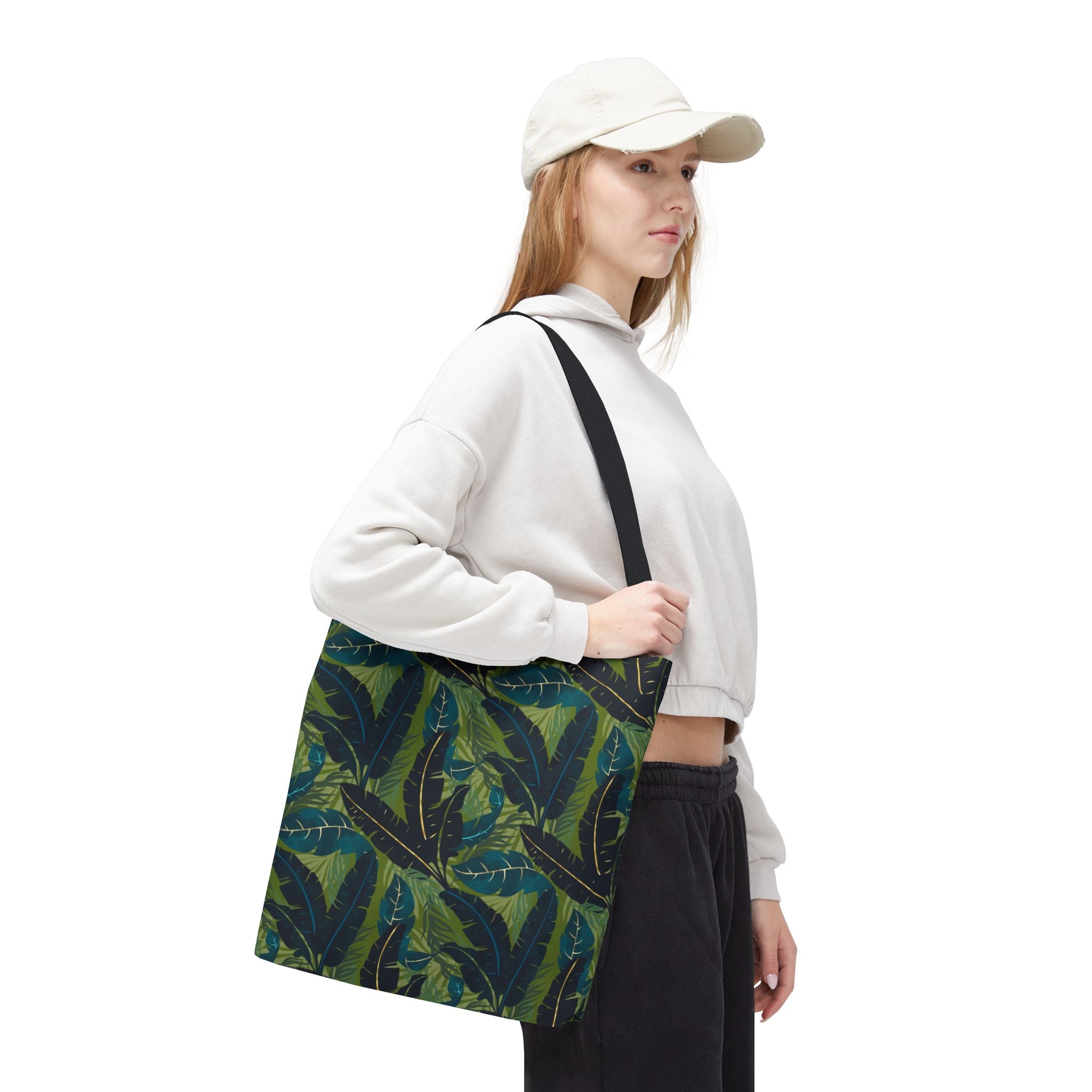 Botanical Navy Teal and Green Tropical Motif - Tote Bag