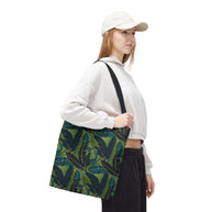 Botanical Navy Teal and Green Tropical Motif - Tote Bag