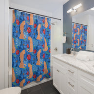 Botanical Leopard Blue - Shower Curtain