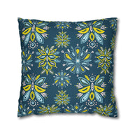 Hand Drawn Organic Pattern Yellow Blue Pink and Navy  - Decorative Pillow Cover