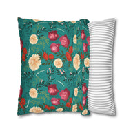 Vibrant Floral with Teal - Decorative Pillow Cover