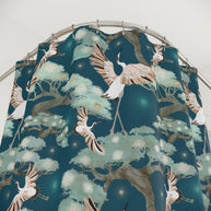 Crane and Bonsai with Teal - Shower Curtain