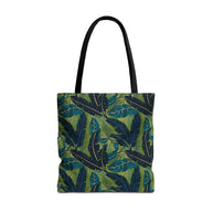 Botanical Navy Teal and Green Tropical Motif - Tote Bag