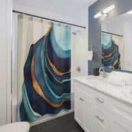Abstract Blue with Gold - Shower Curtain