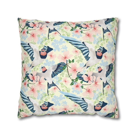 Swallows and Blossoms with Yellow - Decorative Pillow Cover
