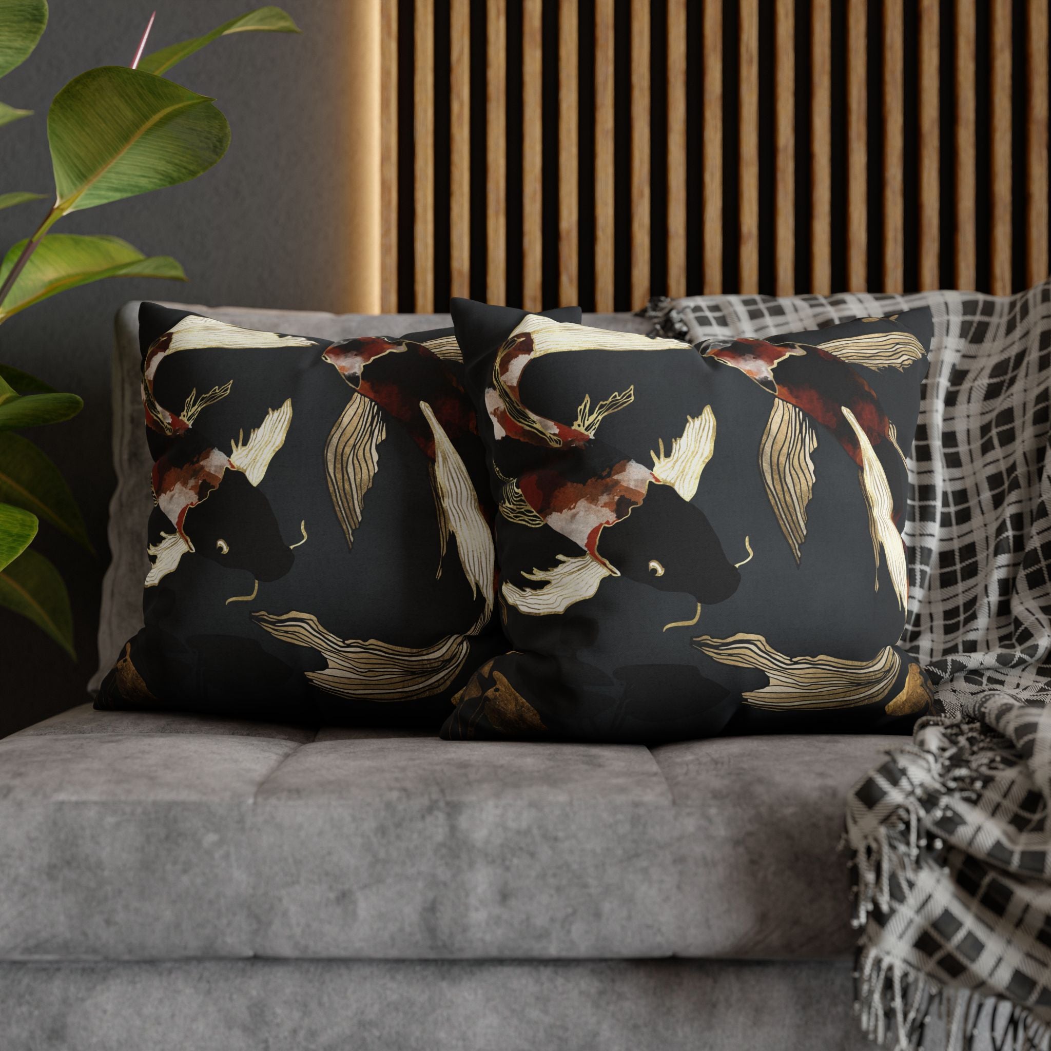 Metallic Koi IV - Decorative Pillow Cover