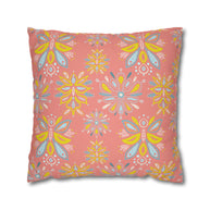 Hand Drawn Organic Pattern Yellow Blue and Pink - Decorative Pillow Cover