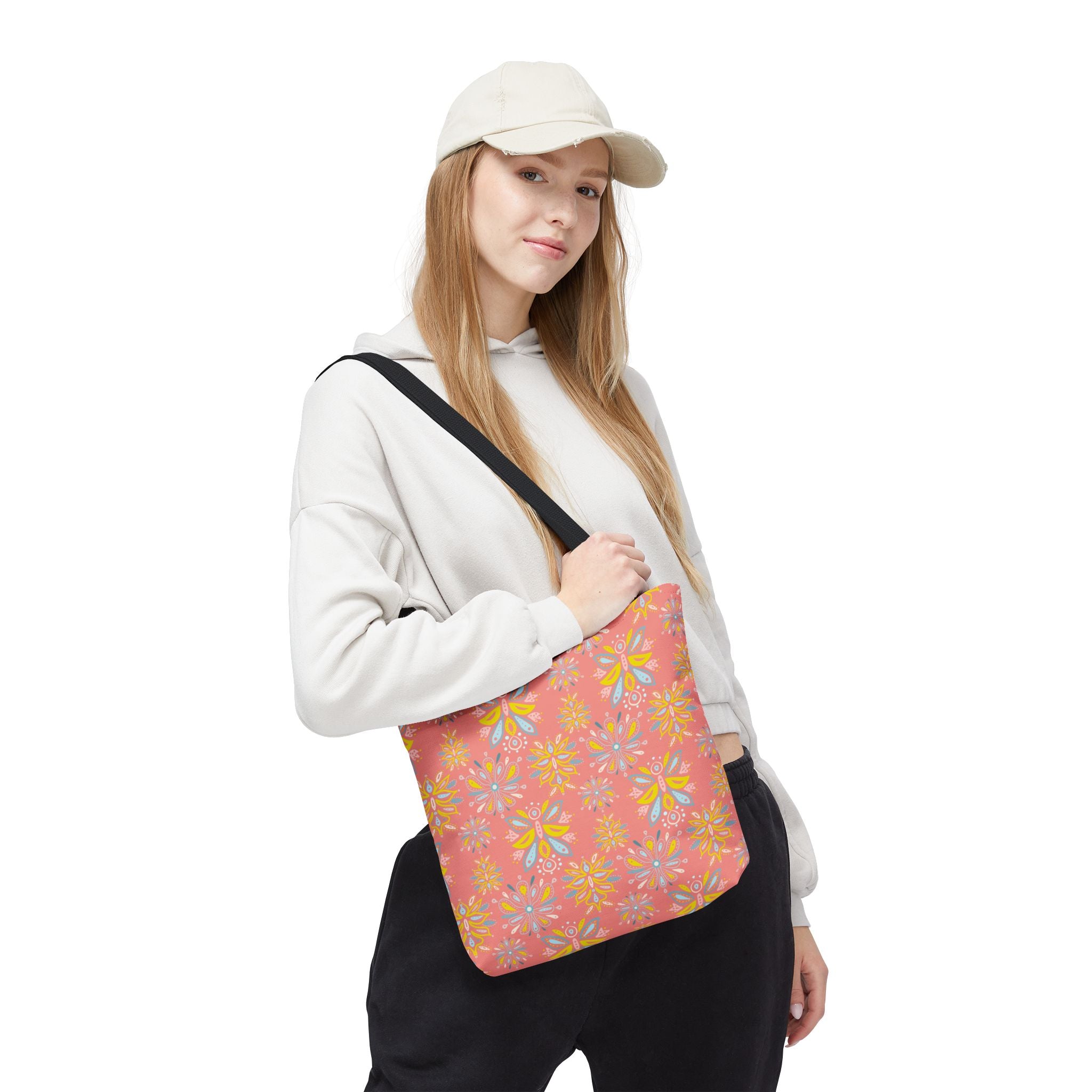 Hand Drawn Organic Pattern Yellow Blue and Pink - Tote Bag