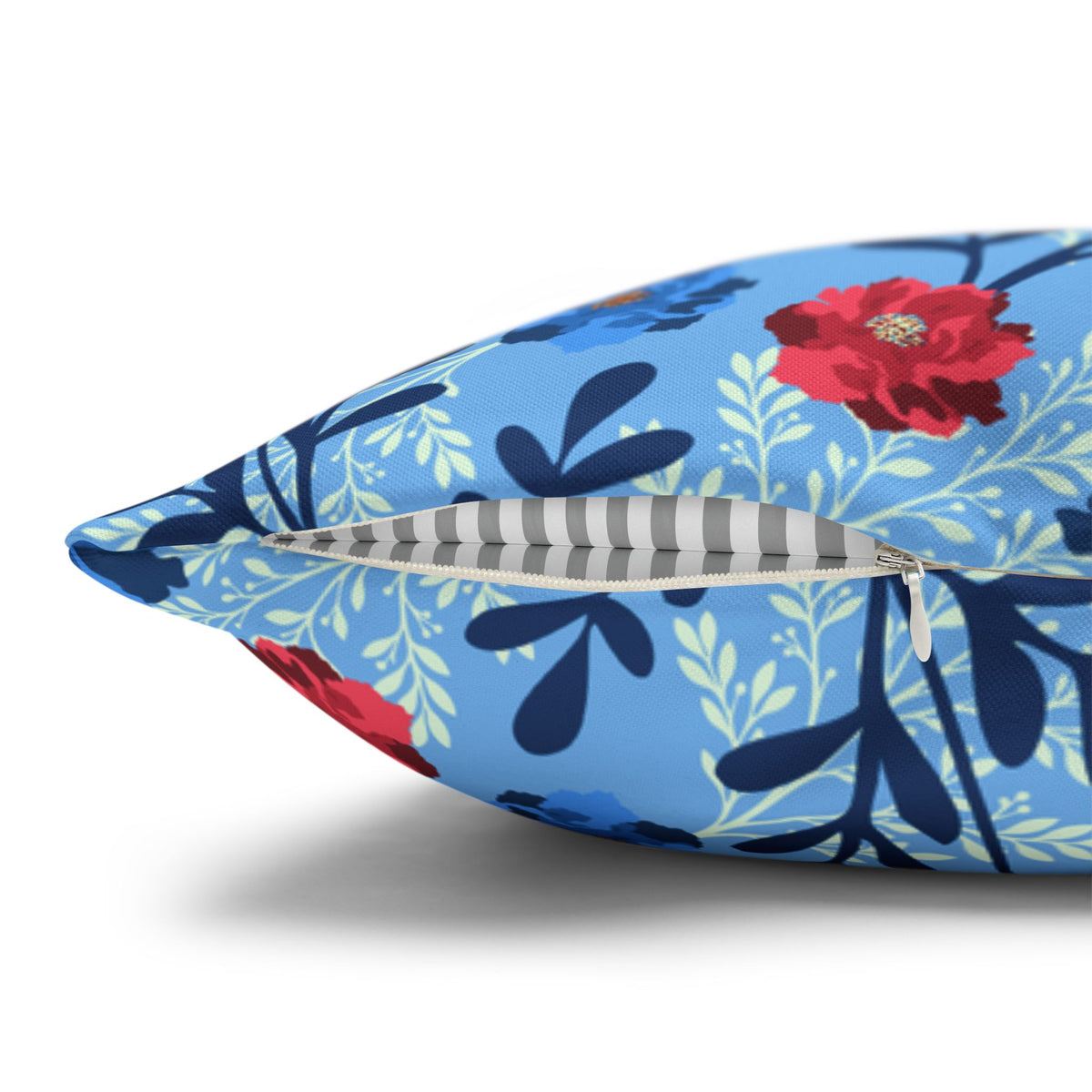Botanical Floral Blue and Fuchsia - Decorative Pillow Cover