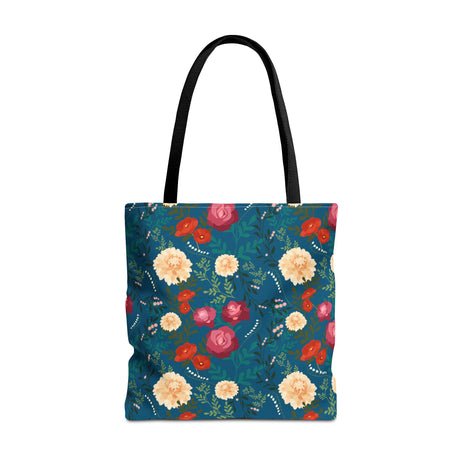 Vibrant Floral with Blue - Tote Bag