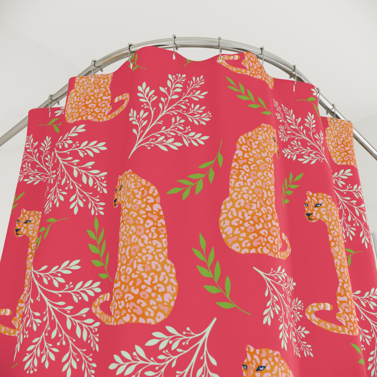 Botanical Leopard with Pink - Shower Curtain