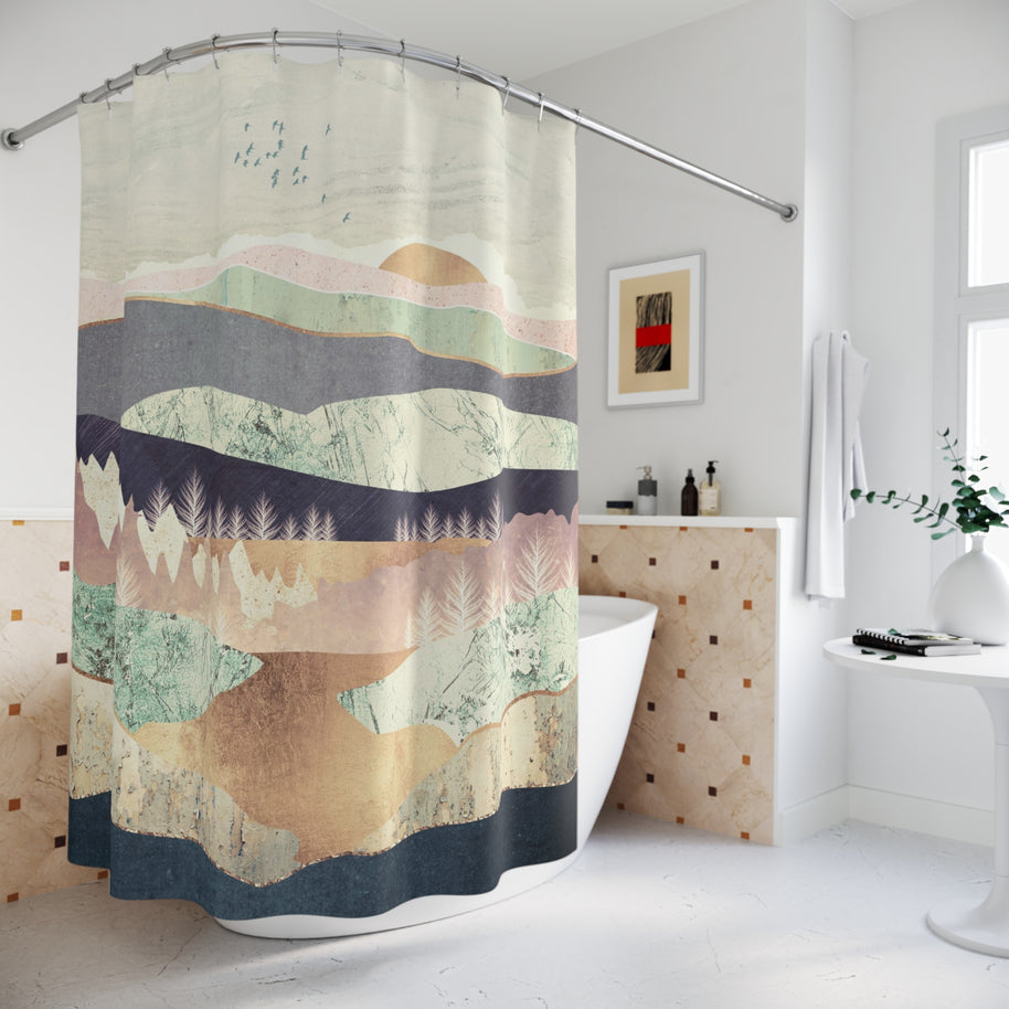Golden Spring Reflection - Shower Curtain