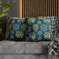 Hand Drawn Organic Pattern Yellow Blue Pink and Navy  - Decorative Pillow Cover