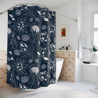 Protea Navy and White - Shower Curtain