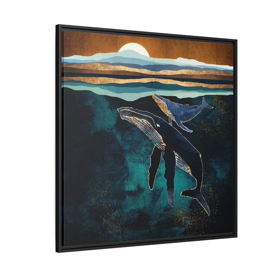 Moonlit Whales - Matte Canvas, Framed (Multi-color)