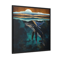 Moonlit Whales - Matte Canvas, Framed (Multi-color)