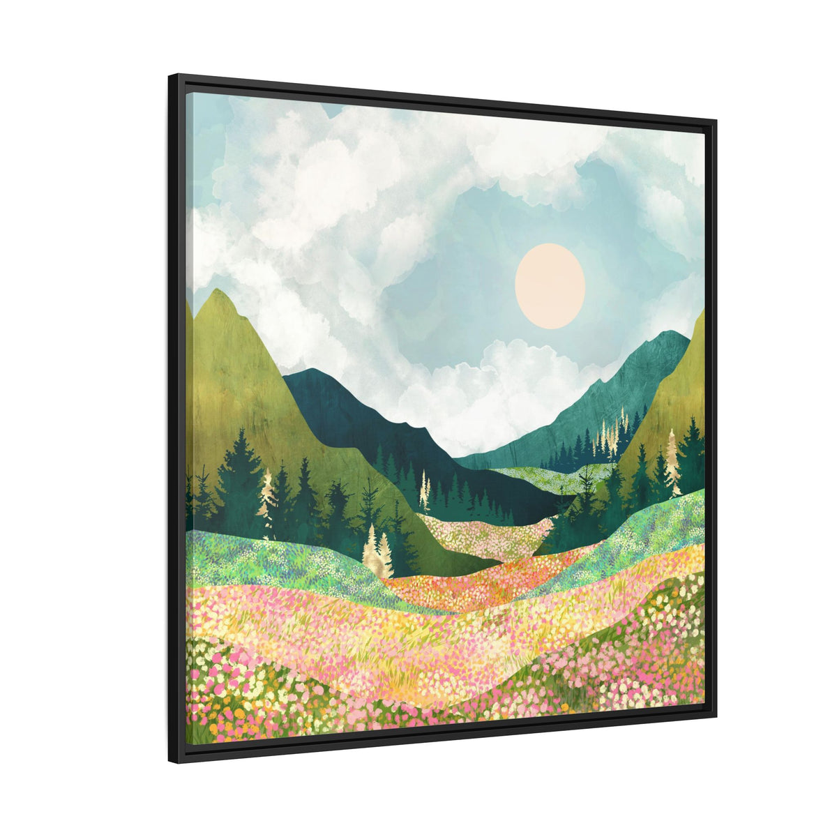 Spring Flower Vista - Matte Canvas, Framed (Multi-color)
