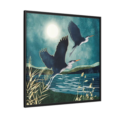 Evening Heron - Matte Canvas, Framed (Multi-color)