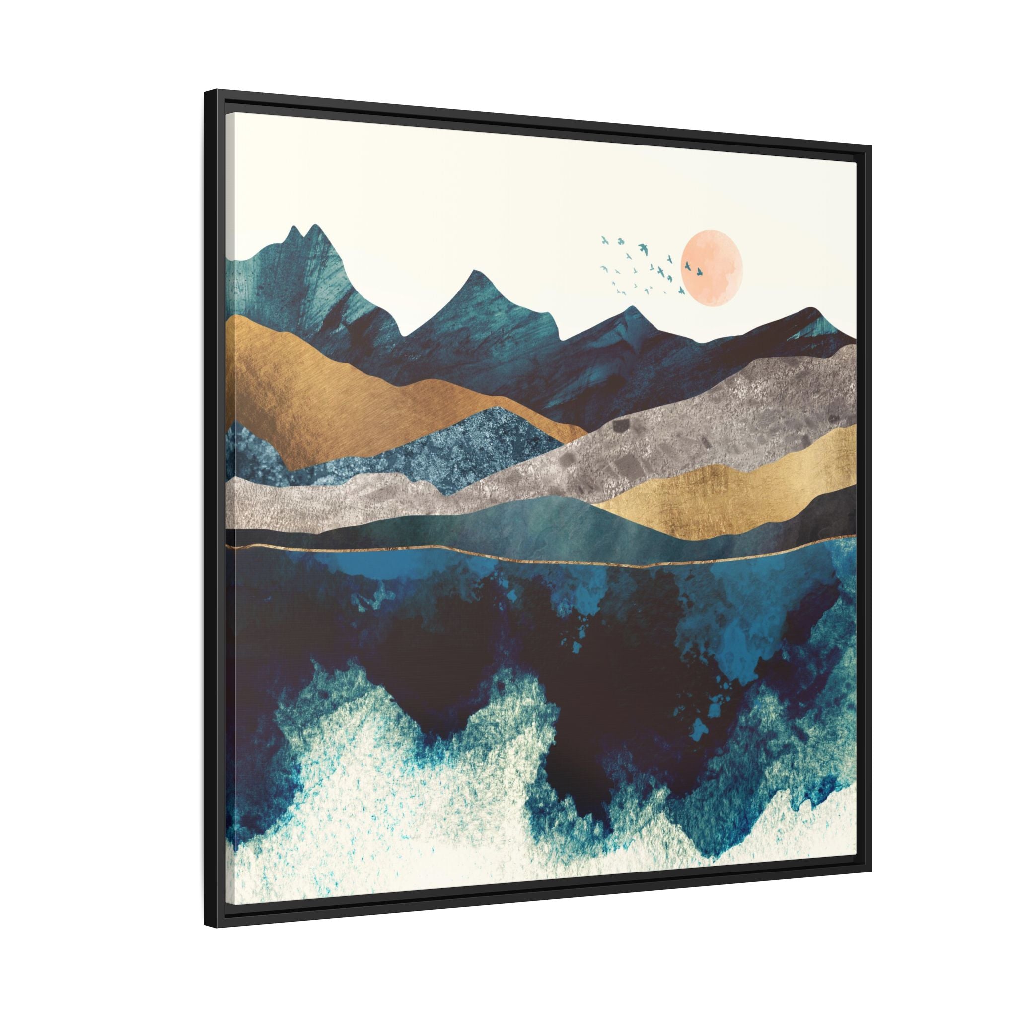 Blue Mountain Reflection - Matte Canvas, Framed (Multi-color)