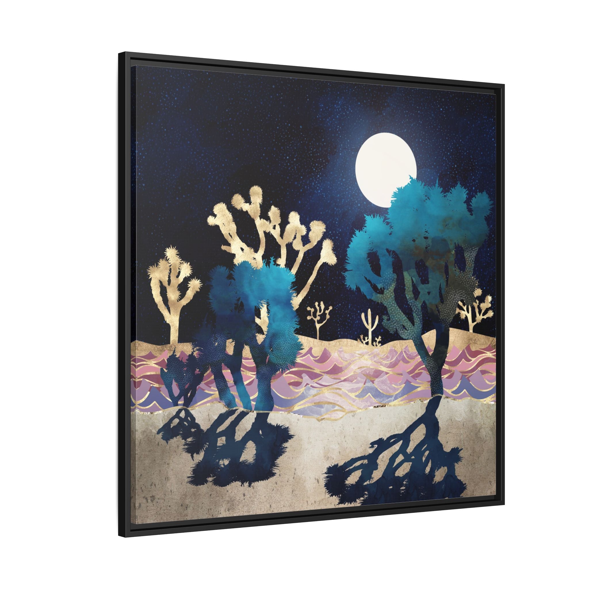 Desert Lake Moonlight - Matte Canvas, Framed (Multi-color)