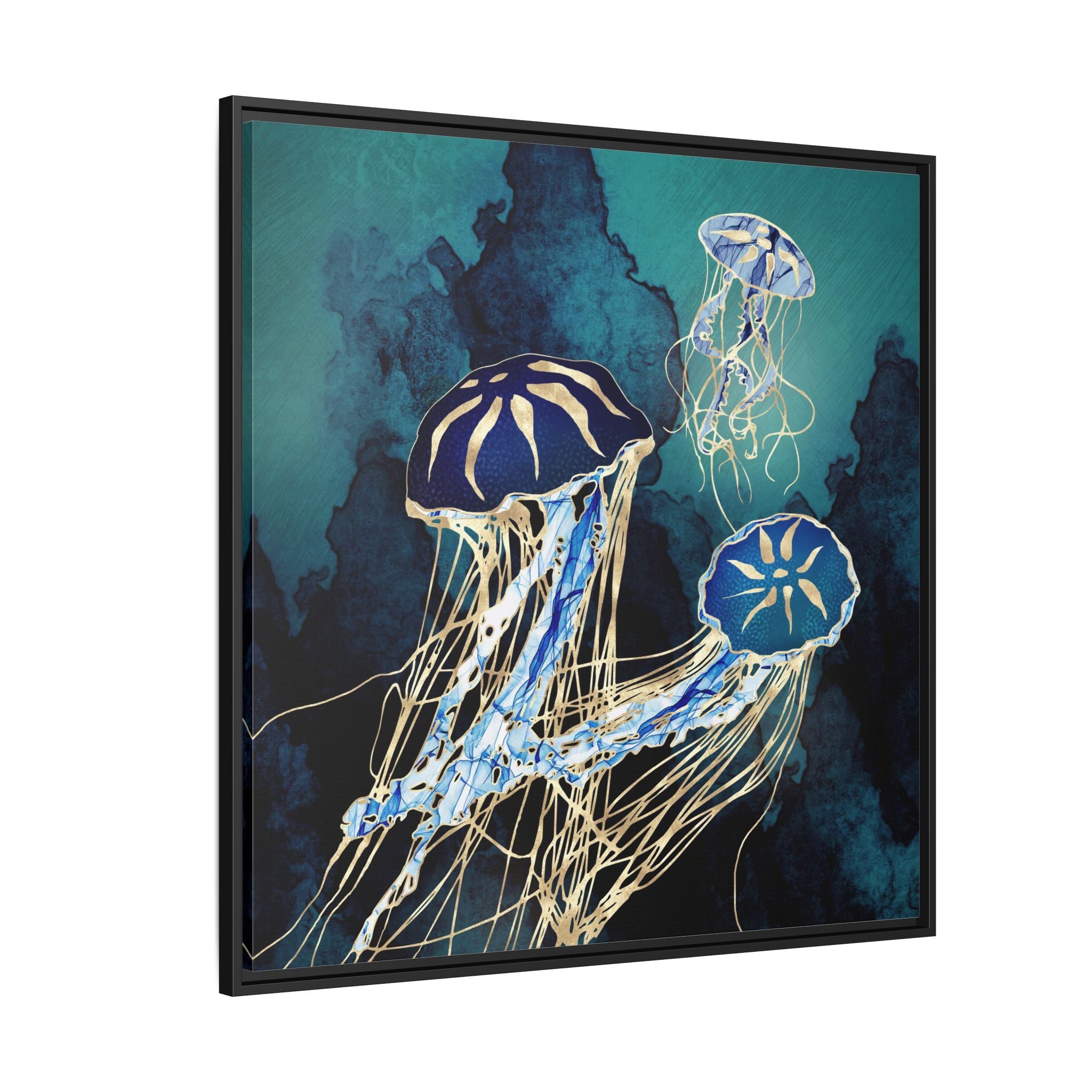 Metallic Jellyfish III - Matte Canvas, Framed (Multi-color)